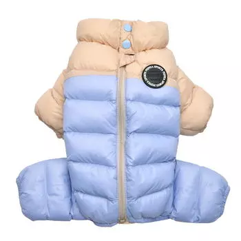 PUPPIA Комбинезон для собак утеплённый "Ultra Light Pastel", бежево-голубой, XXL (Южная Корея)