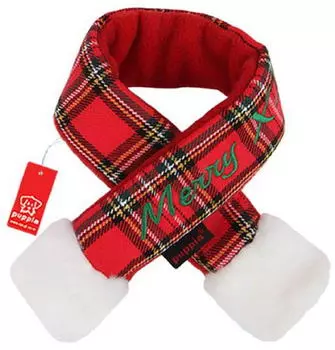 PUPPIA Шарфик для собак новогодний "Santa", красная клетка, S (Южная Корея)
