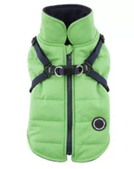 PUPPIA Жилет для собак утепленный со шлейкой "Mountaineer II", зеленый, M (Южная Корея)