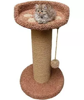 ПУШОК Когтеточка Ряпушка серо-голубой ковролин 52*52*90см