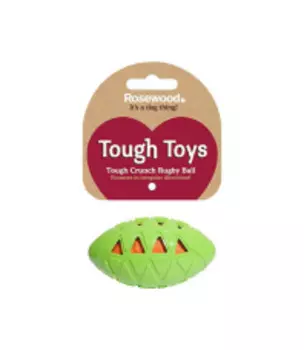 ROSEWOOD Игрушка для собак резиновая "Мяч регби шуршащий", зеленый, 18см (Великобритания)