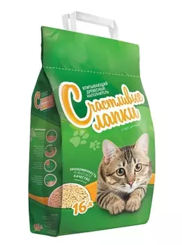 СЧАСТЛИВЫЕ ЛАПКИ Наполнитель древесный д/кошек 16л