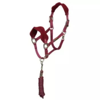 SHIRES ARMA Недоуздок для лошади флисовый с чомбуром, FULL, бургунди (Великобритания)