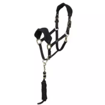 SHIRES ARMA Недоуздок для лошади флисовый с чомбуром, FULL, черный (Великобритания)