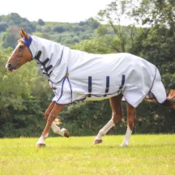 SHIRES HIGHLANDER Попона антимоскитная для лошади с капором "Shade", 600D, 0g, 145, серый (Великобри