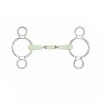SHIRES Трензель для лошади с двумя кольцами яблочный "Equikind", 14см (Великобритания)