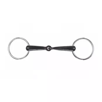 SHIRES Трензель для лошади дутый с одним сочленением "Black Iron", 11.5см (Великобритания)