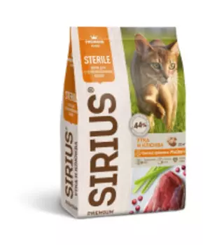 SIRIUS Adult Sterilised Корм сух.утка,клюква д/стерилизованных кошек 400г