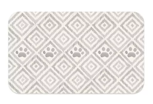 TARHONG Коврик под миски "Paw Ikat", бежевый с лапками, 48х29см