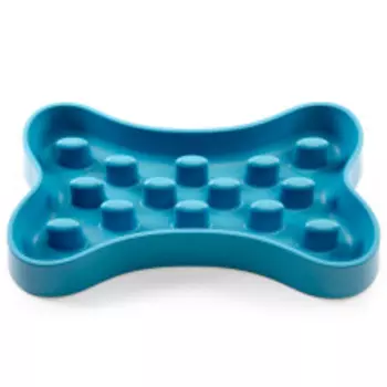 TARHONG Миска для медленного поедания корма "Slow Chow Bone", синяя, 35.9x20.4x5см/1400мл