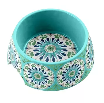 TARHONG Миска для животных "Carmel", бирюзовая с рисунком, 18х7.1см/590мл