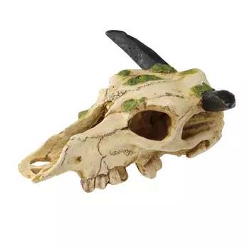 AQUA DELLA Декорация для аквариума "Череп буйвола", бежево-зелёная, S, 22см (Бельгия)