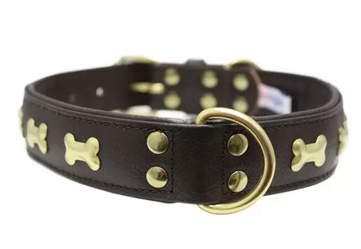 УЦЕНКА ANGEL Ошейник для собак "Rotterdam Bones", коричневый, 65х3см