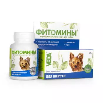 ВЕДА ФИТОМИНЫ Функц.корм д/шерсти с фитокомплексом д/собак 50г 100таб