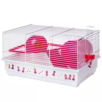 VOLTREGA Клетка для грызунов "Princess" (114), белый/розовый, 39х25.5х22см (Испания)