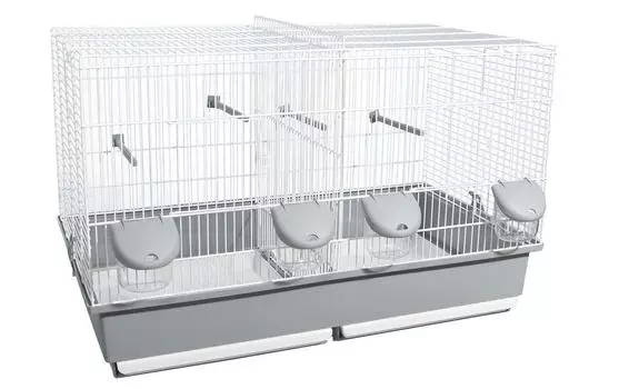 VOLTREGA Клетка для двух птиц (350), серо-белая, 70х40х44см (Испания)