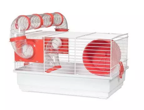 VOLTREGA Клетка для грызунов с тоннелем (915), бело-жёлтая, 39x25.5x27см (Испания)!