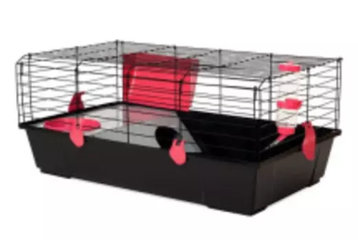 VOLTREGA Клетка для кроликов и морских свинок (530), чёрно-красная, 80х46х35см (Испания)
