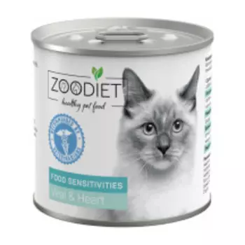 ZOODIET Sensitive Veal&Heart Корм влаж.телятина,сердце д/кошек с чувствит.пищевар.конс.240г