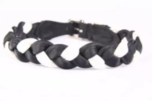 ZOOLESZCZ Ошейник для собак "Plaited",черно-белый, 55х2.5см