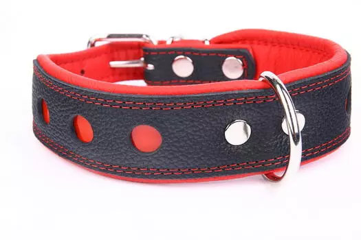 ZOOLESZCZ Ошейник для собак "NEO Reflective", черно-красный, 65х5см