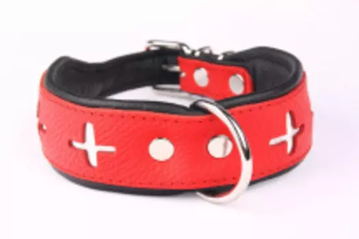 ZOOLESZCZ Ошейник для собак "Switzerland", красно-черный, 50х4см