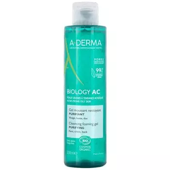 A-Derma Biology AC Гель очищающий пенящийся для жирной кожи склонной к акне 200 мл