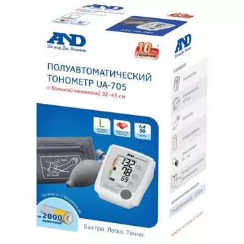 AND Тонометр полуавтоматический UA-705L с большой манжетой