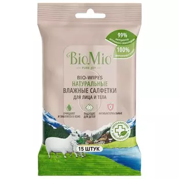 BioMio Bio-Wipes Салфетки влажные натуральные 15 шт