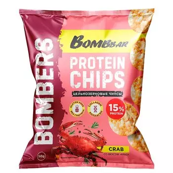 Bombbar Bombers Чипсы цельнозерновые протеиновые Краб 50 г