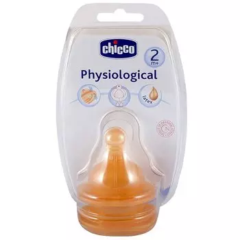 Chicco Physiological Соска латексная физиологичная 2+ средний поток 2 шт