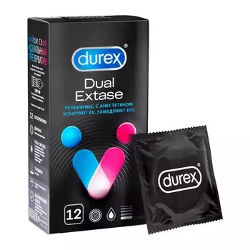 Durex Dual Extase Презервативы рельефные с анестетиком 12 шт