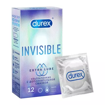 Durex Invisible Extra Lube Презервативы с дополнительной смазкой 12 шт