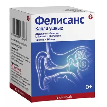 Фелисанс 10 мг/г+40 мг/г капли ушные 16 г