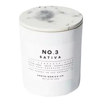 Photo/Genics+Co No.3 Sativa Свеча парфюмированная в стеклянной вазе 230 г