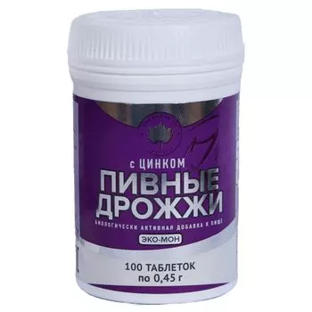 Эко-Мон Дрожжи пивные с цинком таблетки 100 шт