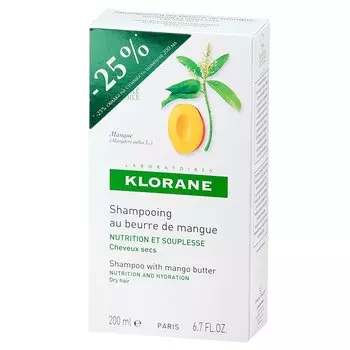 Klorane Шампунь с маслом манго для сухих и поврежденных волос 400 мл