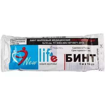 Life Бинт марлевый медицинский нестерильный 10 см х 5 м