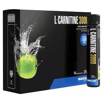 Maxler Л-Карнитин 3000 жидкость Зеленое яблоко 25 мл 14 шт