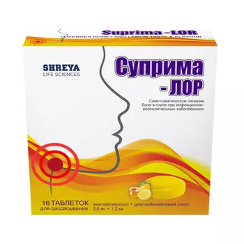 Суприма-Лор таблетки для рассасывания Мед-Лимон 16 шт
