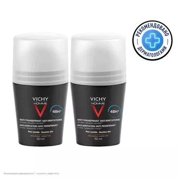 Vichy Homme Дезодорант-антиперспирант для чувствительной кожи 48 ч 50 мл 2 шт
