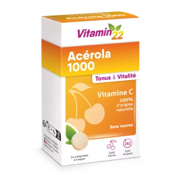 Витамин 22 Ацерола 1000 Витамин С таблетки жевательные Вишня 24 шт