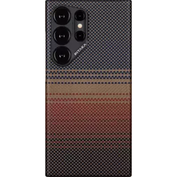 Чехол-накладка Pitaka Fusion Weaving MagEZ 4 Sunset для Galaxy S24 Ultra, кевлар, черный/красный