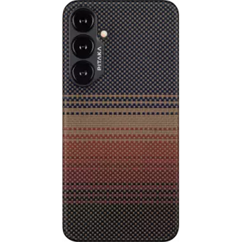 Чехол-накладка Pitaka Fusion Weaving MagEZ 4 Sunset для Galaxy S24+, кевлар, черный/красный