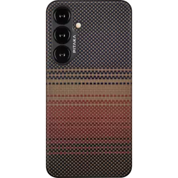 Чехол-накладка Pitaka Fusion Weaving MagEZ 4 Sunset для Galaxy S24, кевлар, черный/красный