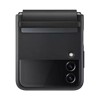 Чехол-накладка Samsung Flap Leather Cover для Galaxy Z Flip4, кожа, черный