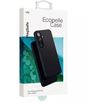 Чехол-накладка VLP Ecopelle MagSafe для Galaxy S24+, экокожа, черный
