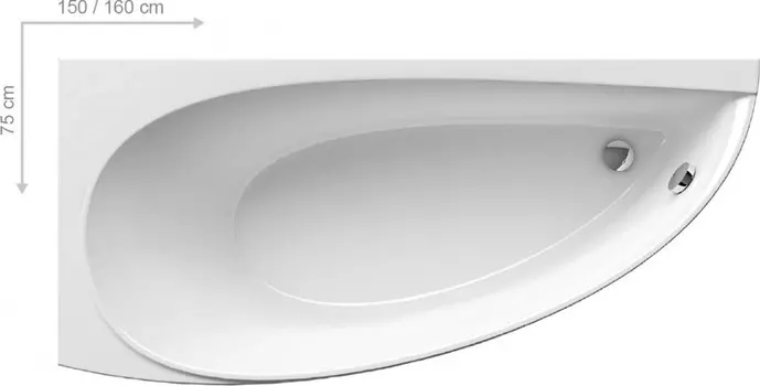 Акриловая ванна 150x75 см L Ravak Avocado CT01000000