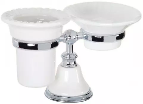 Держатель с мыльницей и стаканом белый/хром Tiffany World Harmony TWHA141bi/cr