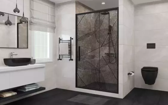 Душевая дверь 160-180 см Deto FB160 прозрачное с рисунком